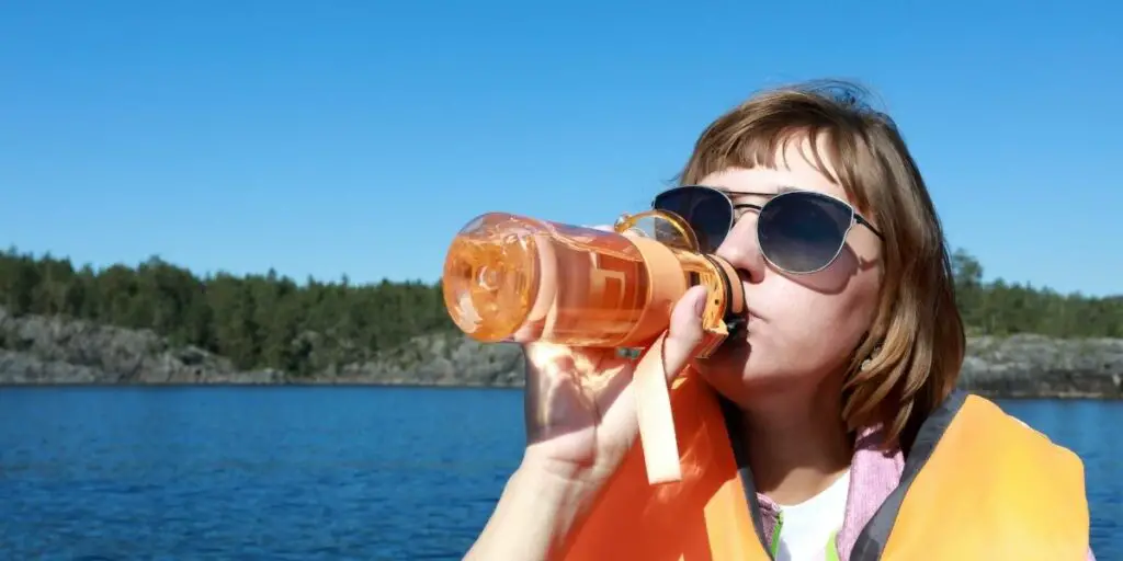 drinking water on a deep sea fishing boat