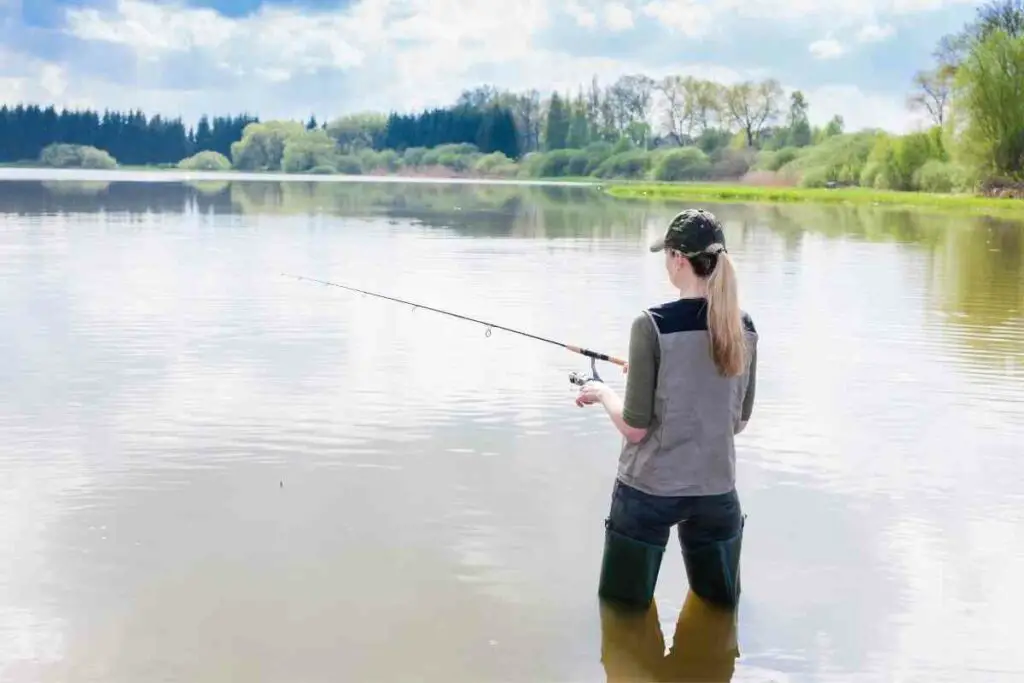 Woman Fishing without bait