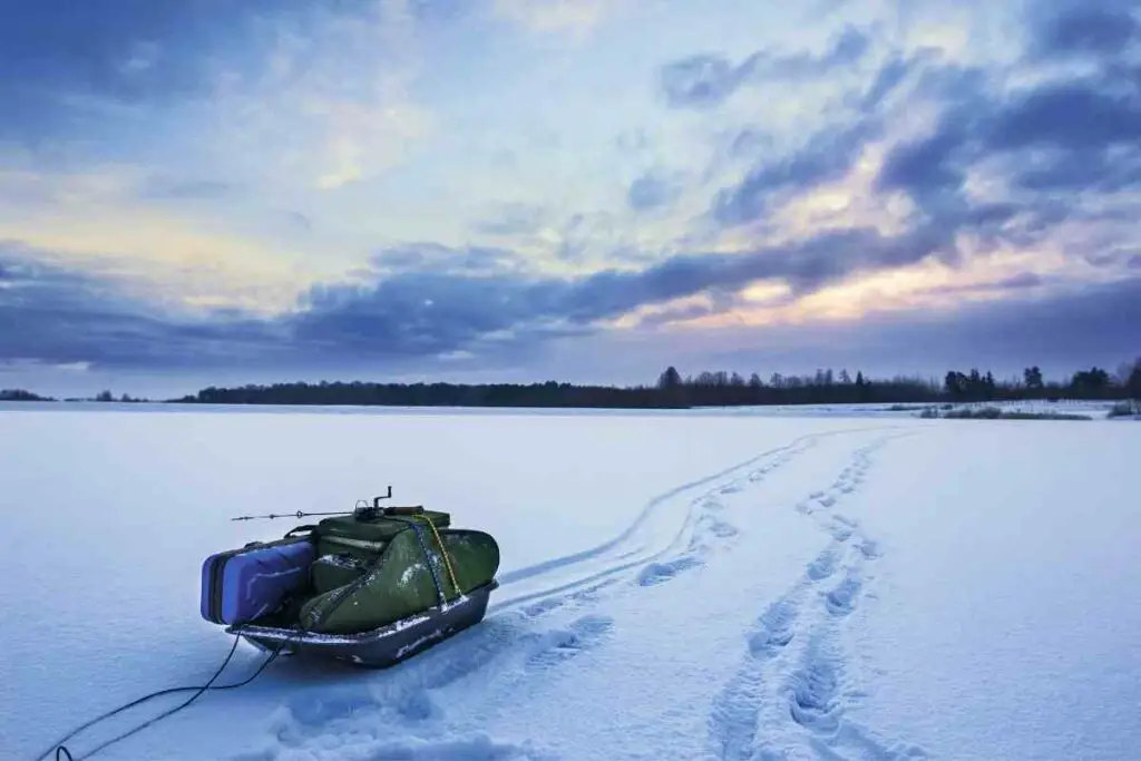 Pulling Ice fishing sleds